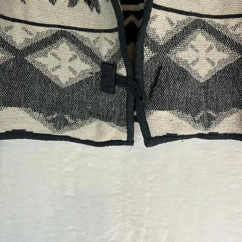 Flashback Vintage Cropped Tapestry‎ Jacket Black Cream Camel Print Cotton Small